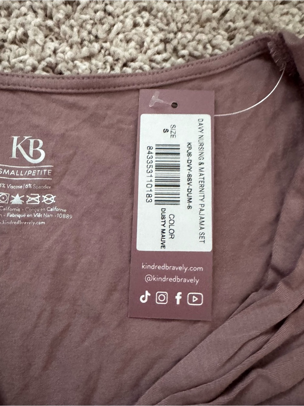 Kindred Bravely Davy Maternity & Nursing Sleep Pajama Set - Dusty Mauve - Picture 8 of 8